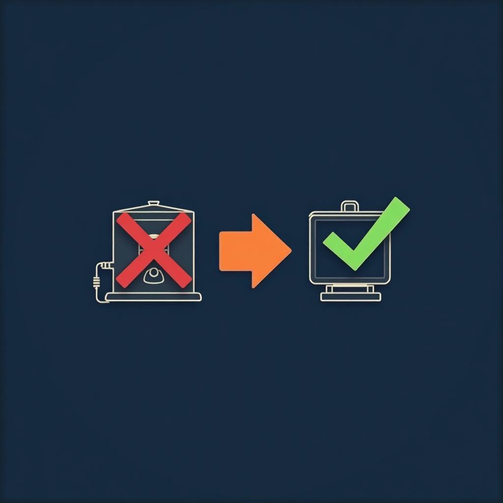 Step-by-step visual diagram showing the process of switching from a gas hot water system to a heat pump unit in an Australian home